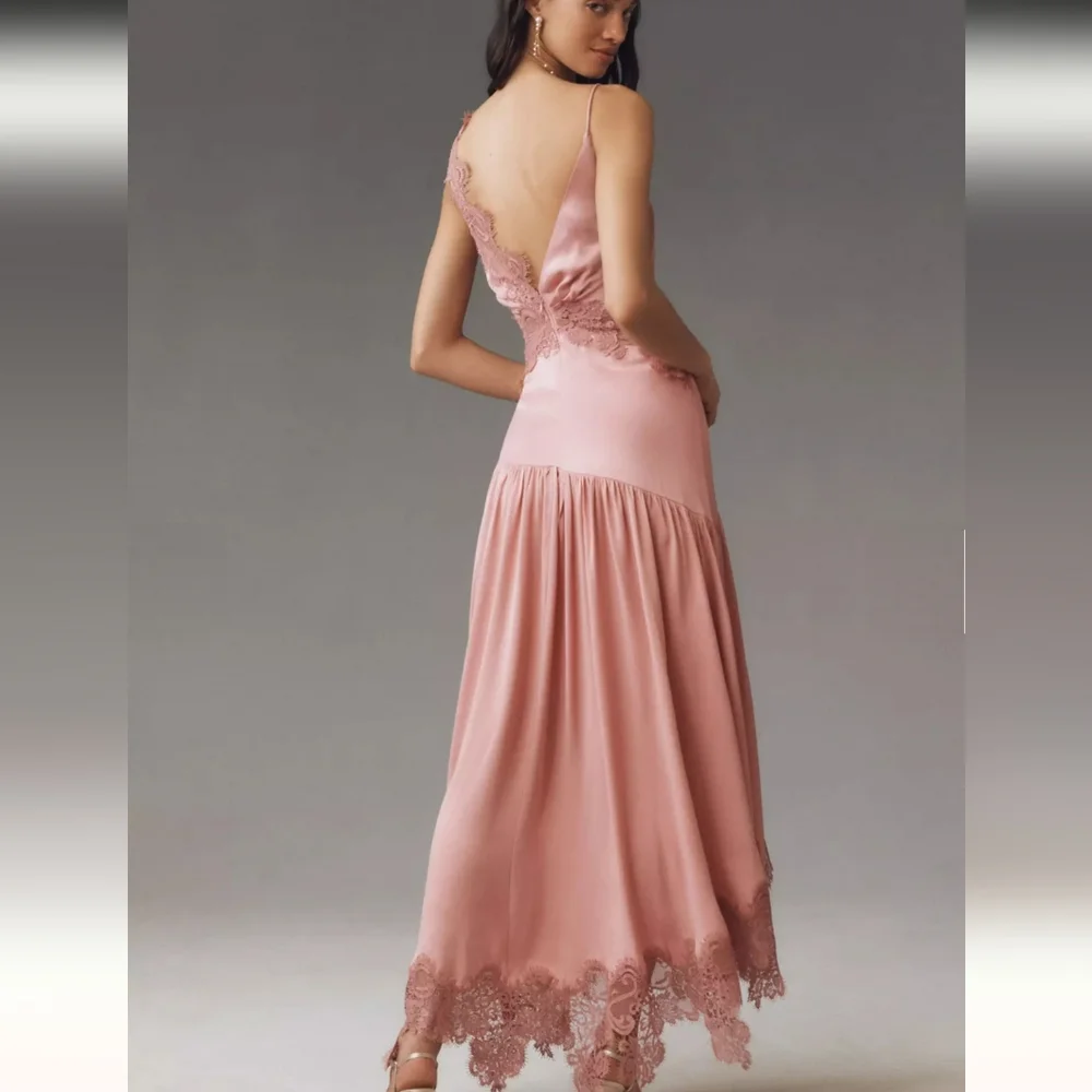 Anthropologie BHLDN Evelyn Lace V-neck High-low Midi Dress Medium - Picture 4 of 16